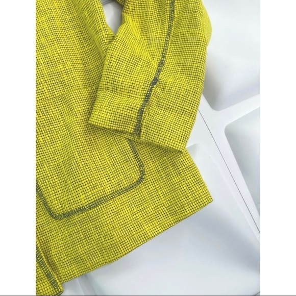 Coldwater Creek Womens Sz 12 Neon Mustard Yellow Military Jacket l Textured - Picture 3 of 8